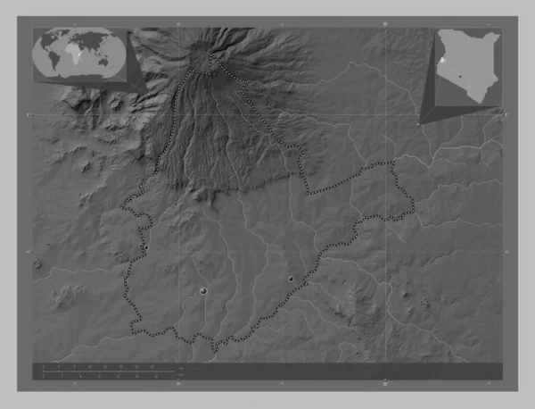 Бангома Графство Кенія Граймасштабна Мапа Висот Озерами Річками Розташування Великих — стокове фото