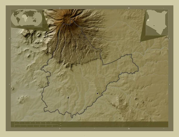 Bungoma Hrabstwo Kenia Mapa Wzniesień Kolorowa Stylu Wiki Jeziorami Rzekami — Zdjęcie stockowe