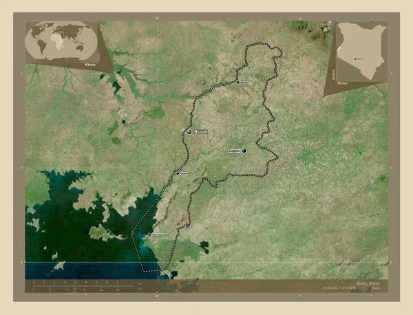 Busia Provincie Kenia Satellietkaart Met Hoge Resolutie Locaties Namen Van — Stockfoto