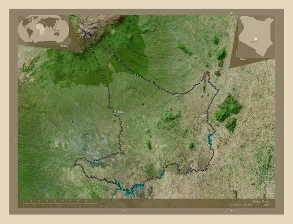 Embu Kreis Kenia Hochauflösende Satellitenkarte Orte Und Namen Der Wichtigsten — Stockfoto