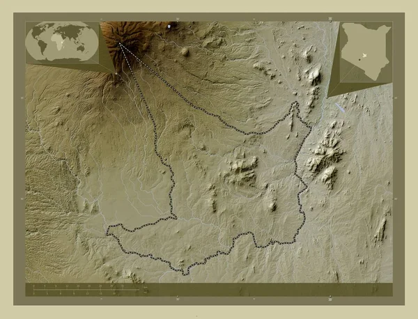 Embu Condado Kenia Mapa Elevación Coloreado Estilo Wiki Con Lagos — Foto de Stock