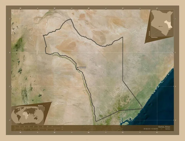 Garissa Condado Kenia Mapa Satelital Baja Resolución Ubicaciones Nombres Las —  Fotos de Stock