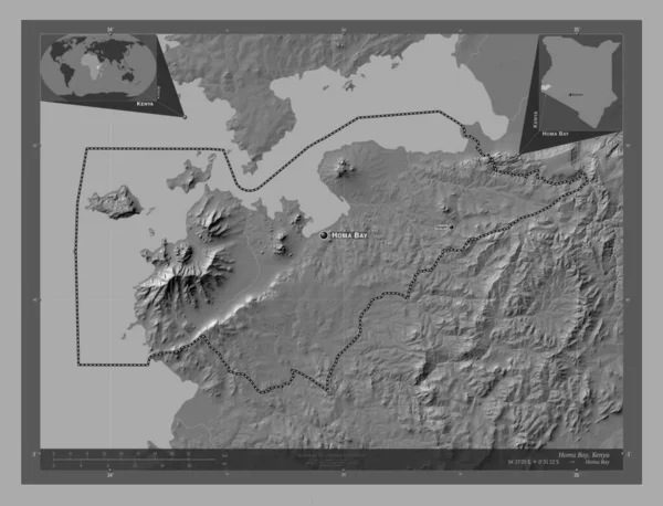 Homa Bay Okres Kenya Mapa Nadmořské Výšky Jezery Řekami Umístění — Stock fotografie