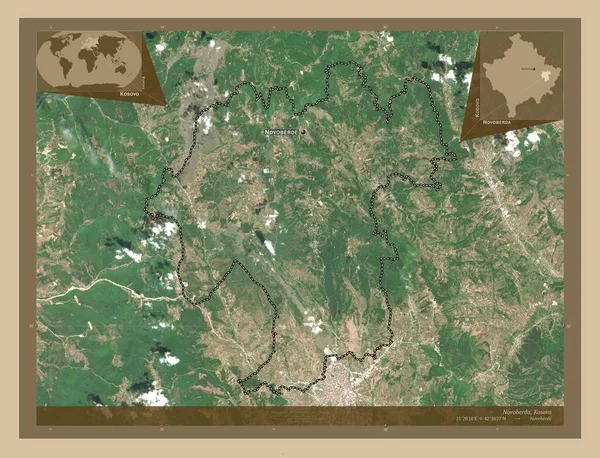 Novoberda Δήμος Κοσσυφοπεδίου Δορυφορικός Χάρτης Χαμηλής Ανάλυσης Τοποθεσίες Και Ονόματα — Φωτογραφία Αρχείου