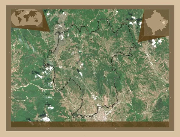Новоберда Муніципалітет Косово Супутникова Карта Низькою Роздільною Здатністю Кутові Допоміжні — стокове фото