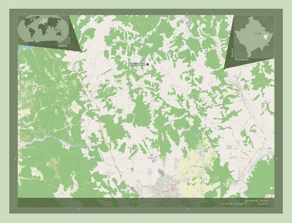 Novoberda Comune Del Kosovo Mappa Stradale Aperta Località Nomi Delle — Foto Stock