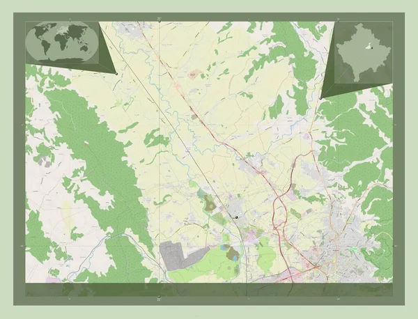 Obiliq Gmina Kosowa Otwórz Mapę Ulic Pomocnicze Mapy Położenia Narożnika — Zdjęcie stockowe