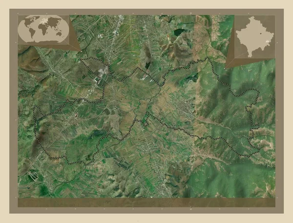 パテシュ コソボの自治体 高解像度衛星地図 コーナー補助位置図 — ストック写真
