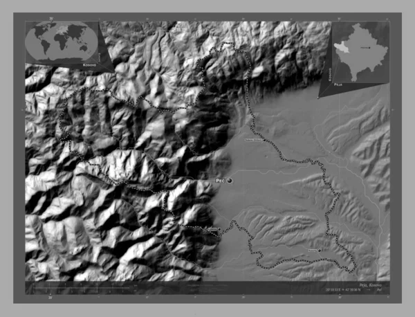 Πέγια Δήμος Κοσσυφοπεδίου Bilevel Υψομετρικός Χάρτης Λίμνες Και Ποτάμια Τοποθεσίες — Φωτογραφία Αρχείου
