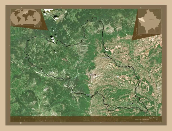 Πέγια Δήμος Κοσσυφοπεδίου Δορυφορικός Χάρτης Χαμηλής Ανάλυσης Τοποθεσίες Και Ονόματα — Φωτογραφία Αρχείου