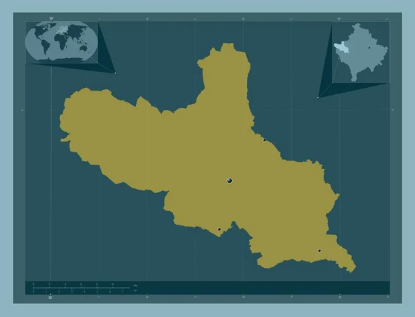 Peja Gemeinde Des Kosovo Einfarbige Form Standorte Der Wichtigsten Städte — Stockfoto