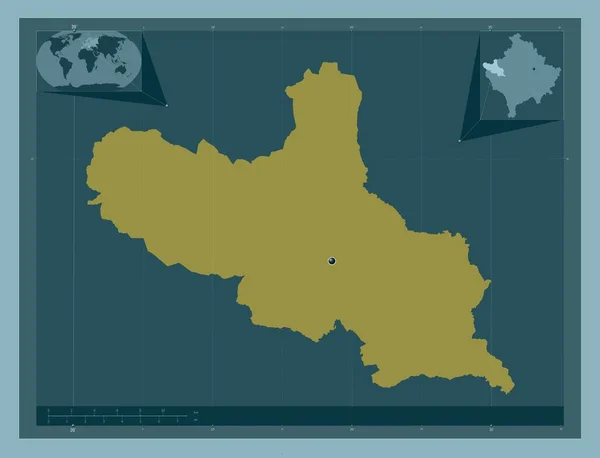 コソボの自治体 しっかりした色の形 コーナー補助位置図 — ストック写真