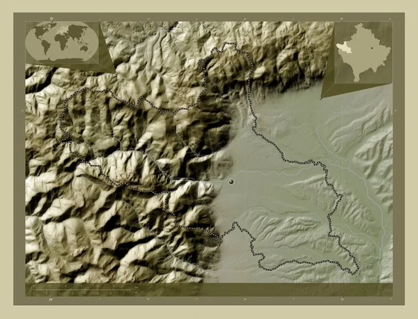 Peja Gmina Kosowa Mapa Wzniesień Kolorowa Stylu Wiki Jeziorami Rzekami — Zdjęcie stockowe