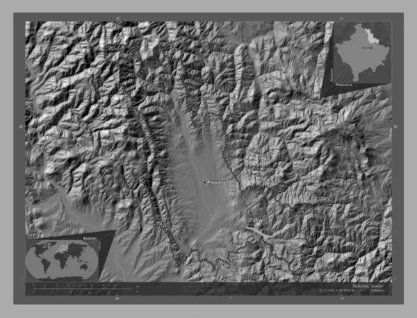 Подуєєва Муніципалітет Косово Білевелівська Карта Висот Озерами Річками Місця Розташування — стокове фото