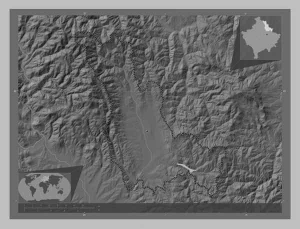 Подуєєва Муніципалітет Косово Граймасштабна Мапа Висот Озерами Річками Розташування Великих — стокове фото