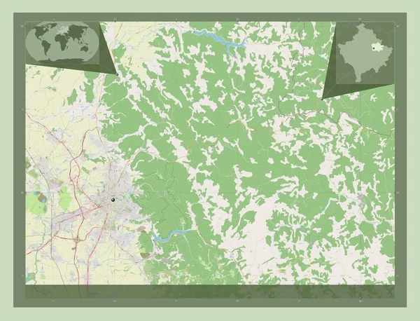 Prisztina Gmina Kosowa Otwórz Mapę Ulic Pomocnicze Mapy Położenia Narożnika — Zdjęcie stockowe