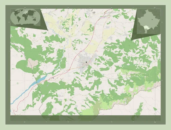 Призрен Муниципалитет Косово Карта Улиц Места Расположения Крупных Городов Области — стоковое фото