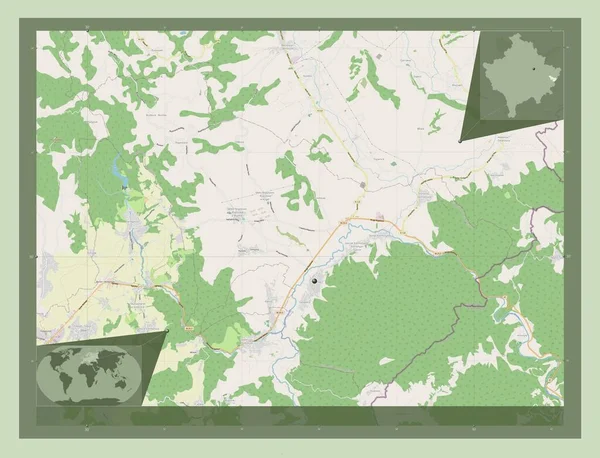 Ranillug Município Kosovo Abrir Mapa Rua Mapa Localização Auxiliar Canto — Fotografia de Stock