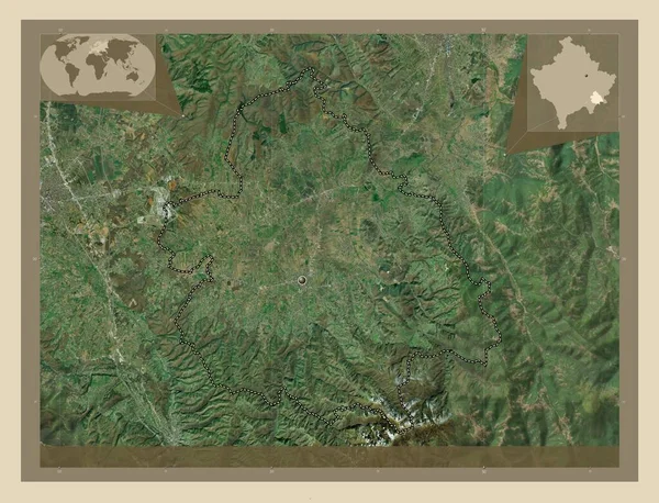 Vitia Municipality Kosovo 高分辨率卫星地图 角辅助位置图 — 图库照片