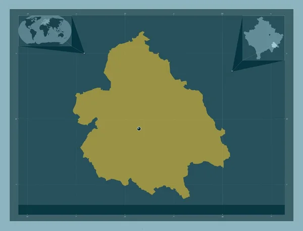コソボの自治体を訪問 しっかりした色の形 コーナー補助位置図 — ストック写真