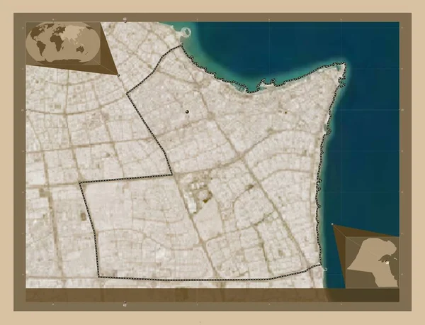 Hawalli Okres Kuvajt Satelitní Mapa Nízkým Rozlišením Pomocné Mapy Polohy — Stock fotografie