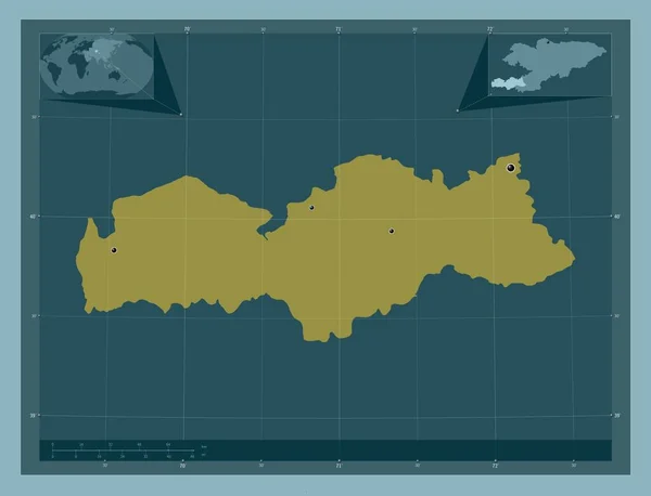 Batken Provinsen Kirgizistan Fast Färgform Platser För Större Städer Regionen — Stockfoto