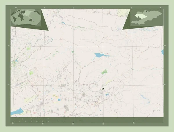 Jalal Abad Província Quirguizistão Abrir Mapa Rua Mapa Localização Auxiliar — Fotografia de Stock