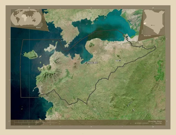 Homa Bay Hrabstwo Kenia Mapa Satelity Wysokiej Rozdzielczości Lokalizacje Nazwy — Zdjęcie stockowe