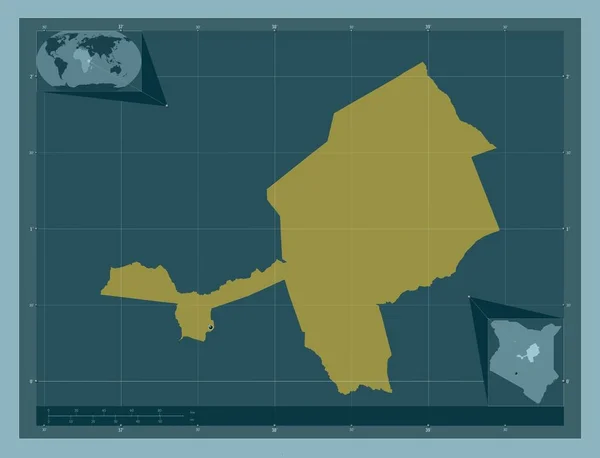 ケニアの郡Isiolo しっかりした色の形 地域の主要都市の場所 コーナー補助位置図 — ストック写真