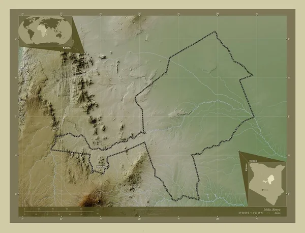 Isiolo Condado Kenia Mapa Elevación Coloreado Estilo Wiki Con Lagos —  Fotos de Stock