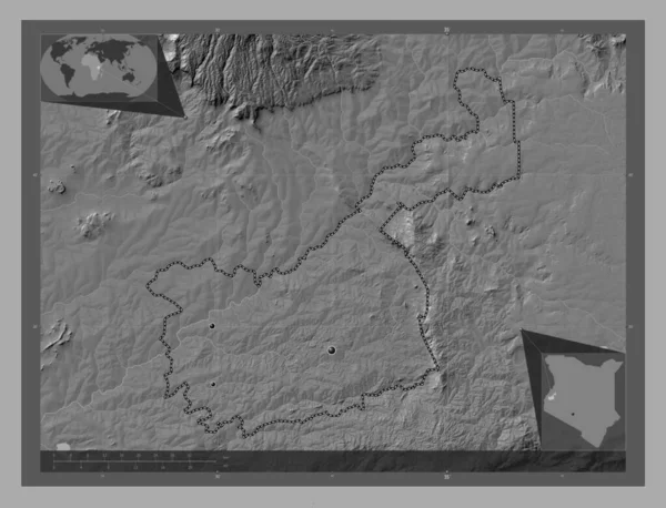 Какамега Округ Кения Карта Рельефа Билевела Озерами Реками Места Расположения — стоковое фото