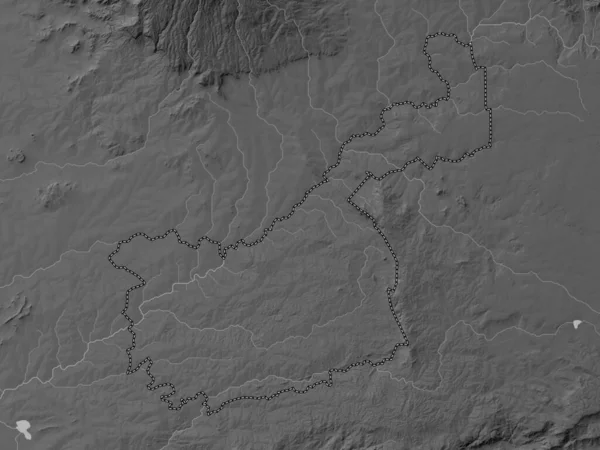 Κακαμέγκα Επαρχία Της Κένυας Υψόμετρο Γκρι Χάρτη Λίμνες Και Ποτάμια — Φωτογραφία Αρχείου