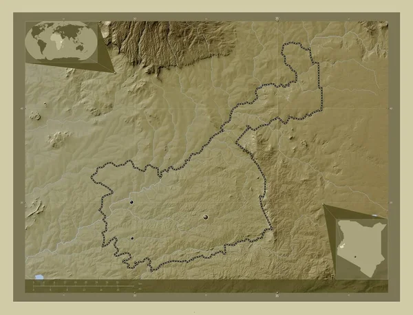 Kakamega Okres Keni Zdvihová Mapa Zbarvená Stylu Wiki Jezery Řekami — Stock fotografie