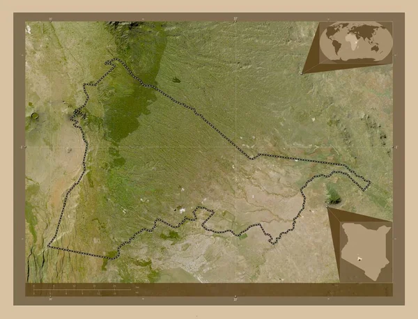 Kiambu Kenya Ilçesi Düşük Çözünürlüklü Uydu Köşedeki Yedek Konum Haritaları — Stok fotoğraf