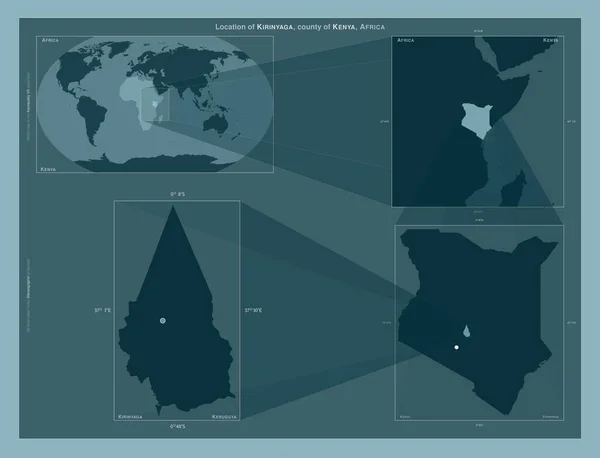 Kirinyaga Kenya Ilçesi Büyük Ölçekli Haritalarda Bölgenin Yerini Gösteren Diyagram — Stok fotoğraf