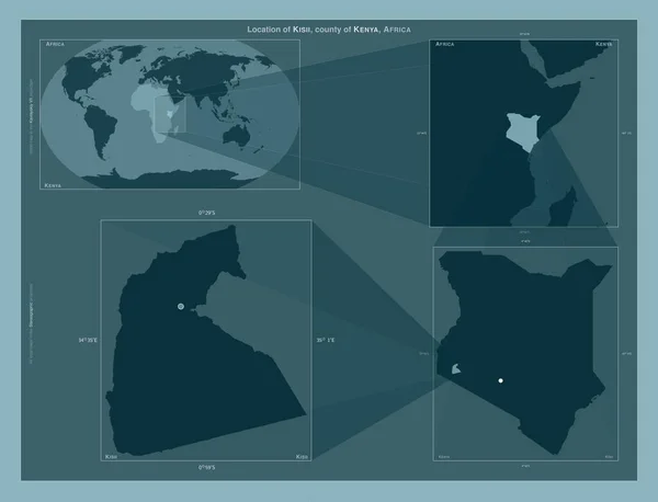 Kisii Kenya Ilçesi Büyük Ölçekli Haritalarda Bölgenin Yerini Gösteren Diyagram — Stok fotoğraf