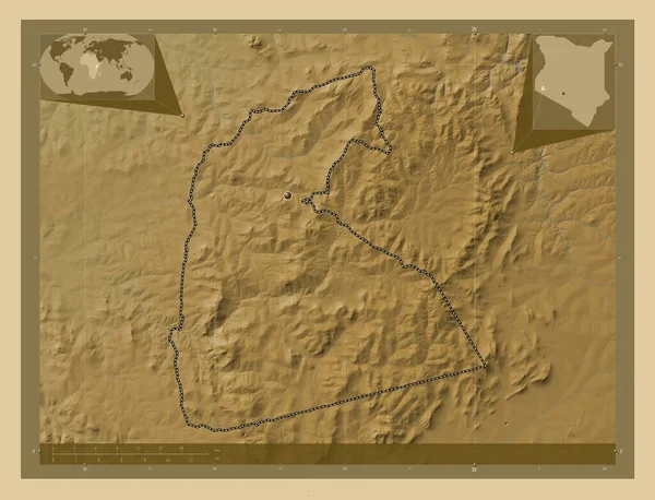 Kisii Okres Keňa Barevná Mapa Jezery Řekami Pomocné Mapy Polohy — Stock fotografie