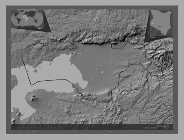 Κισούμου Επαρχία Κένυας Bilevel Υψομετρικός Χάρτης Λίμνες Και Ποτάμια Τοποθεσίες — Φωτογραφία Αρχείου