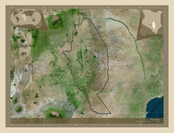 Kitui Condado Kenia Mapa Satelital Alta Resolución Ubicaciones Nombres Las — Foto de Stock