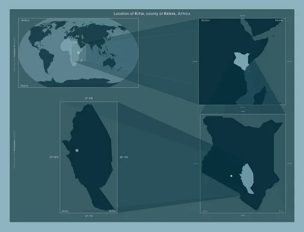 Kitui Condado Quénia Diagrama Mostrando Localização Região Mapas Maior Escala — Fotografia de Stock
