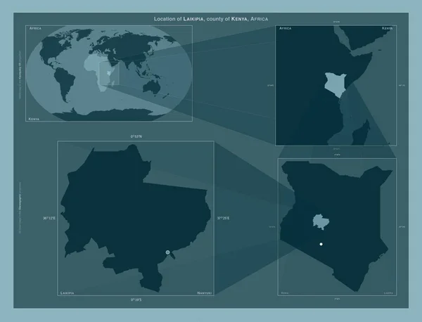 Laikipia Kenya Ilçesi Büyük Ölçekli Haritalarda Bölgenin Yerini Gösteren Diyagram — Stok fotoğraf