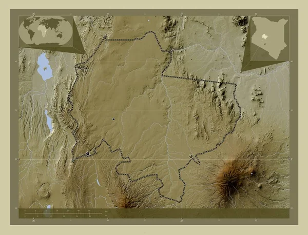 Λαϊκίπια Επαρχία Κένυας Υψόμετρο Χάρτη Χρωματισμένο Στυλ Wiki Λίμνες Και — Φωτογραφία Αρχείου