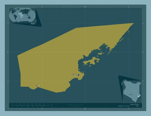 Lamu Contea Del Kenya Forma Tinta Unita Località Nomi Delle — Foto Stock