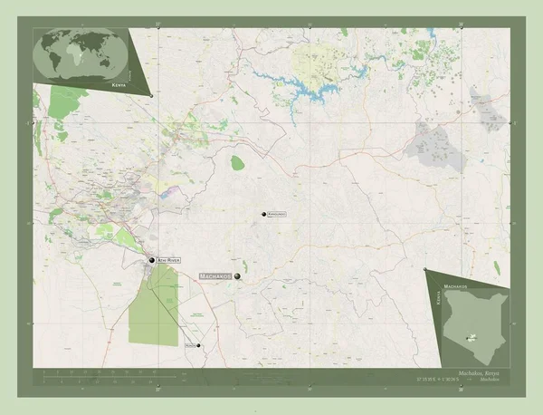 Machakos Condado Kenia Open Street Map Ubicaciones Nombres Las Principales —  Fotos de Stock