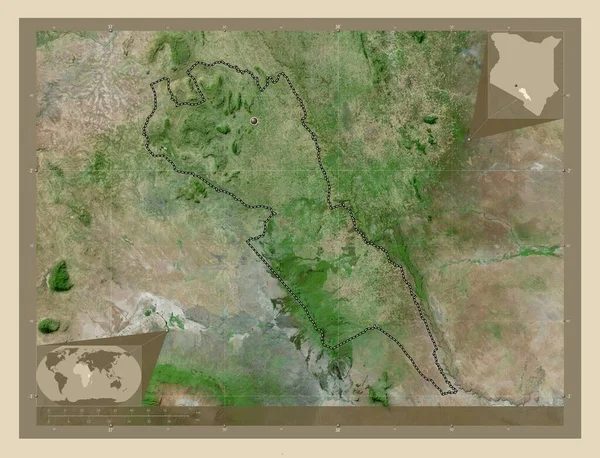 Makueni Condado Quénia Mapa Satélite Alta Resolução Mapa Localização Auxiliar — Fotografia de Stock