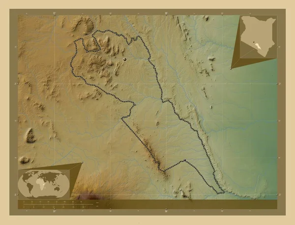 Макуені Графство Кенія Кольорові Карти Висот Озерами Річками Розташування Великих — стокове фото