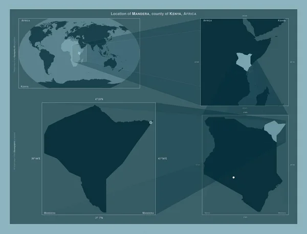Mandera Condado Kenia Diagrama Que Muestra Ubicación Región Mapas Gran — Foto de Stock