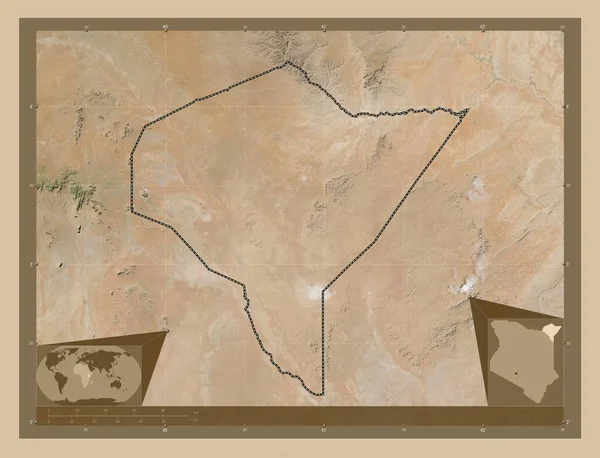 Mandera Condado Kenia Mapa Satelital Baja Resolución Mapas Ubicación Auxiliares —  Fotos de Stock