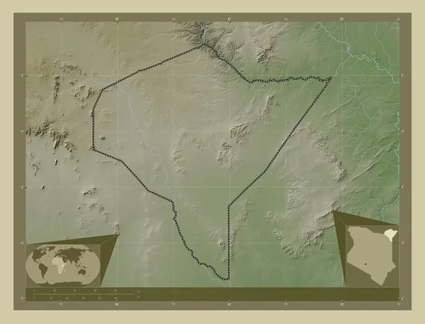 Mandera Contea Del Kenya Mappa Elevazione Colorata Stile Wiki Con — Foto Stock