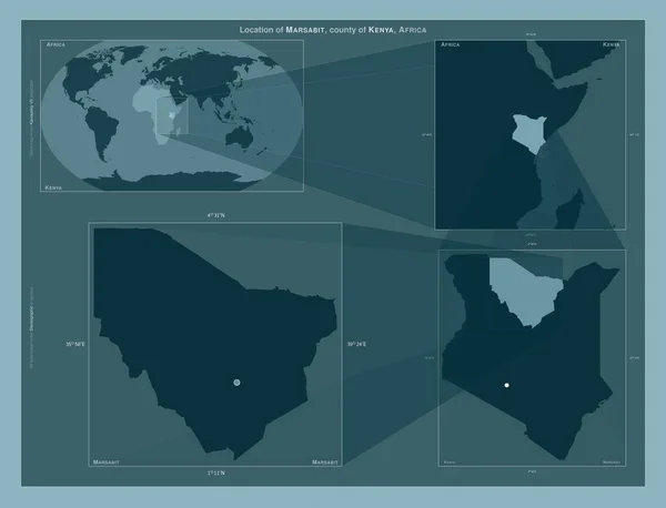 Marsabit Condado Kenia Diagrama Que Muestra Ubicación Región Mapas Gran — Foto de Stock